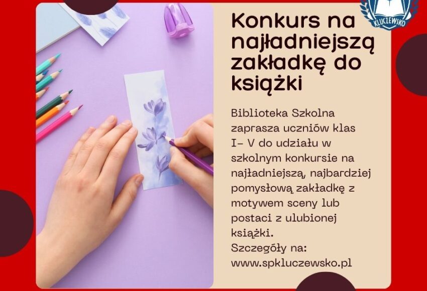 Post na Facebooka Konkurs na najładniejszą zakładkę do książki